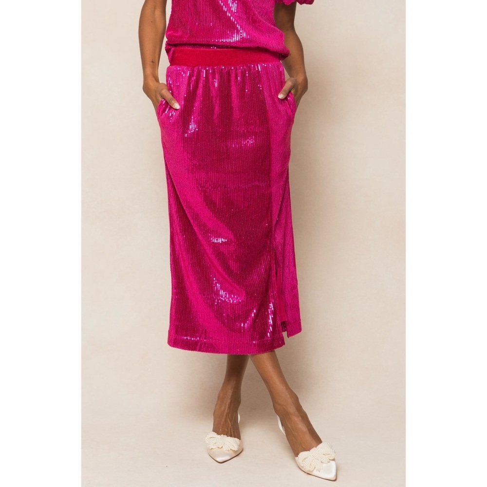 Ivy City Co Monique Skirt in Pink Sequin Sz. 1X - Picture 2 of 8
